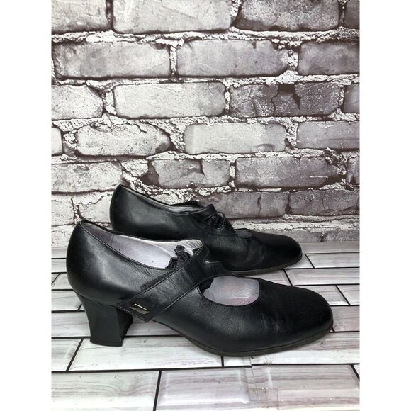 BeautiFeel Black Leather MaryJane Comfort Casual Pump Heels Women’s 39EU/8.5M US - Picture 3 of 16